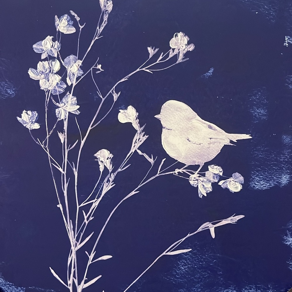 New! Hand embellished canvas bird painting